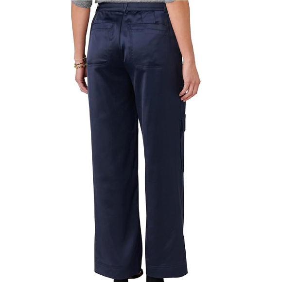 DEMOCRACY New Womens Missy Navy Blue SATIN CARGO PANTS Sz 6 with Nordstrom Tags! - Picture 4 of 5